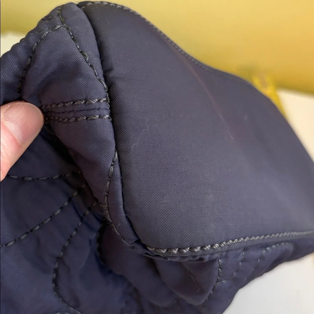 Fossil Key-per Navy Quilted Fabric and Leather Shoulder Bag